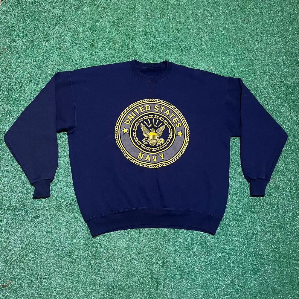 Vintage United States Navy Spellout Logo Crewneck Sweatshirt Size XL